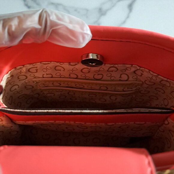 Guess Hot Pink & Tan Bucket Lyria Mini Crossbody Bag NWT - Picture 9 of 12